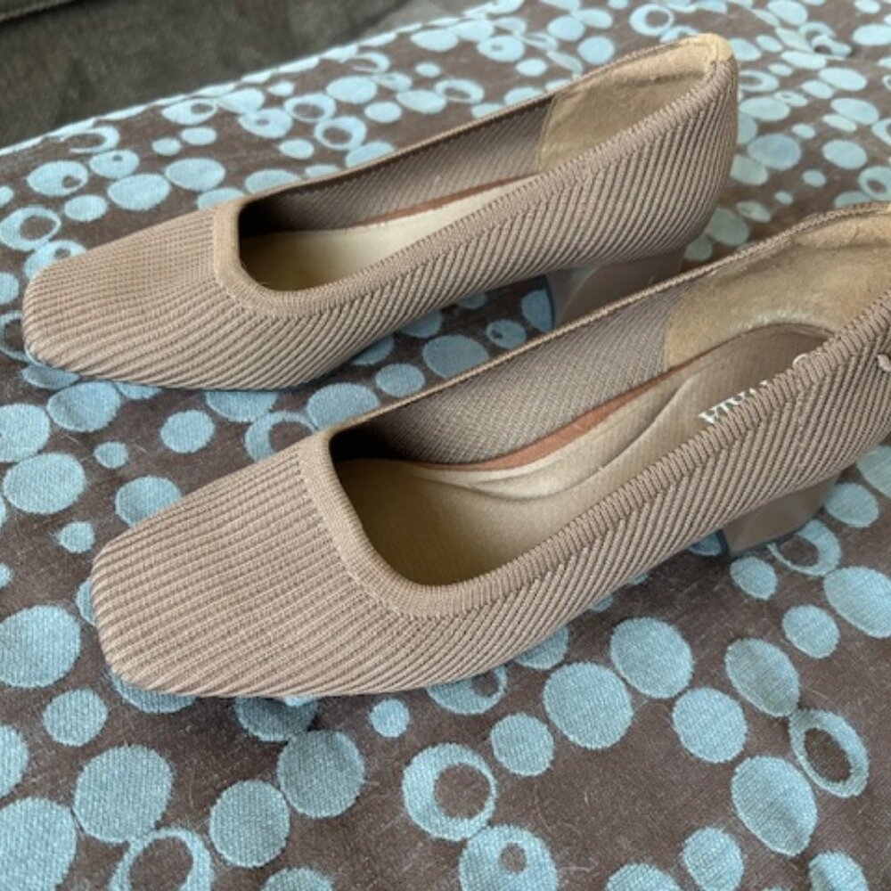Vivaia Melody Square Toe Chunky Block Heels EU 37 US 6.5 Espresso Brown Pumps
